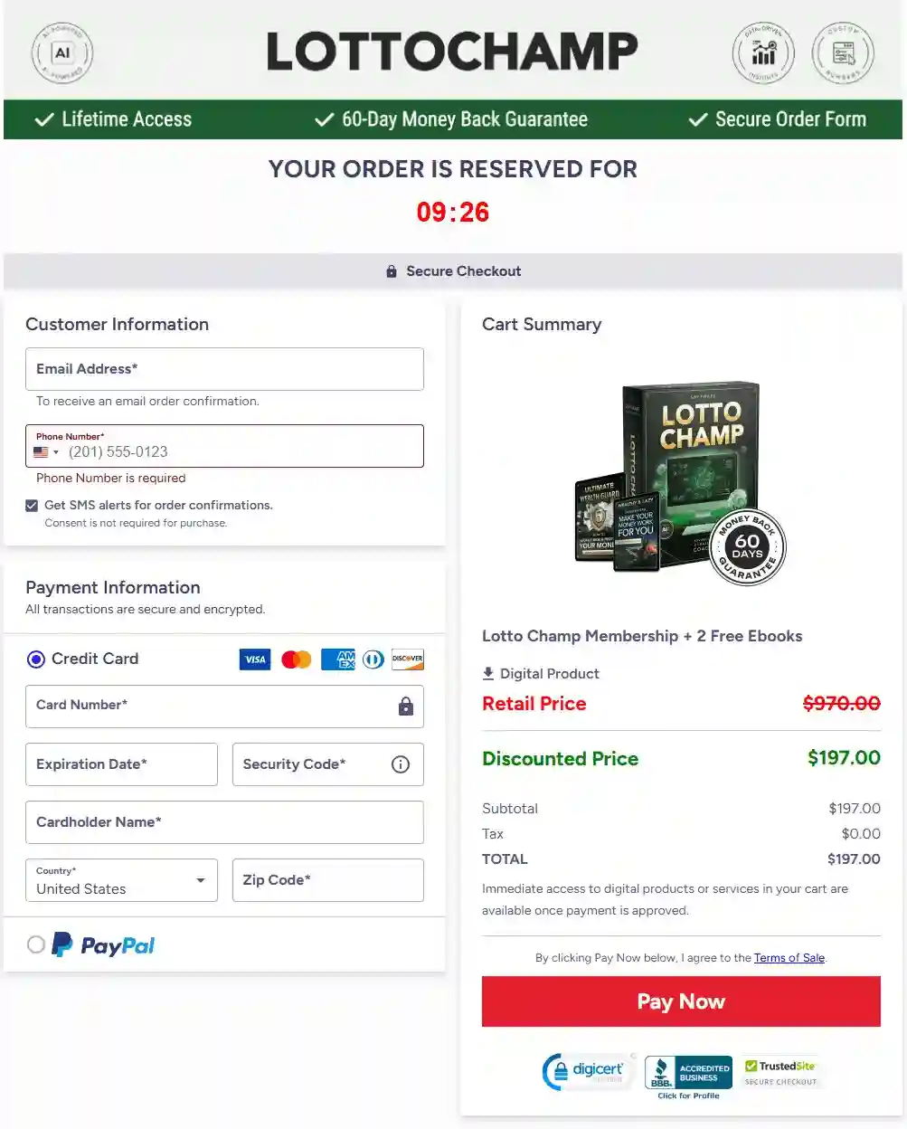 LottoChamp-order-page